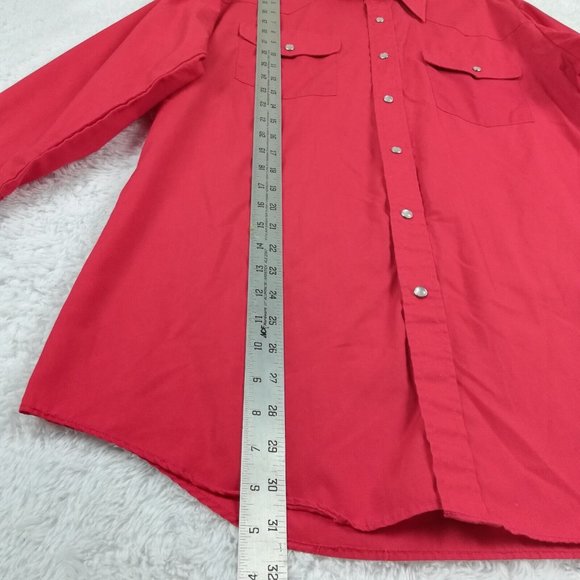 Northern Plains Mens Shirt Western Button Down Pearl Snaps Red Long Sleeve 16 33 - Picture 4 of 13